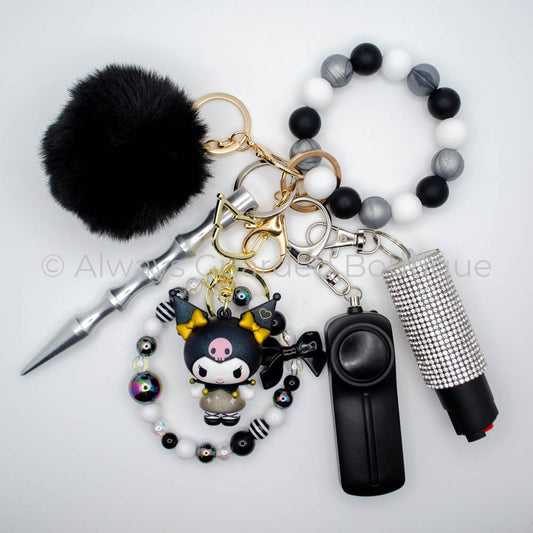 Kuromi Black Series Pendant Safety Keychain With Optional Pepper Spray