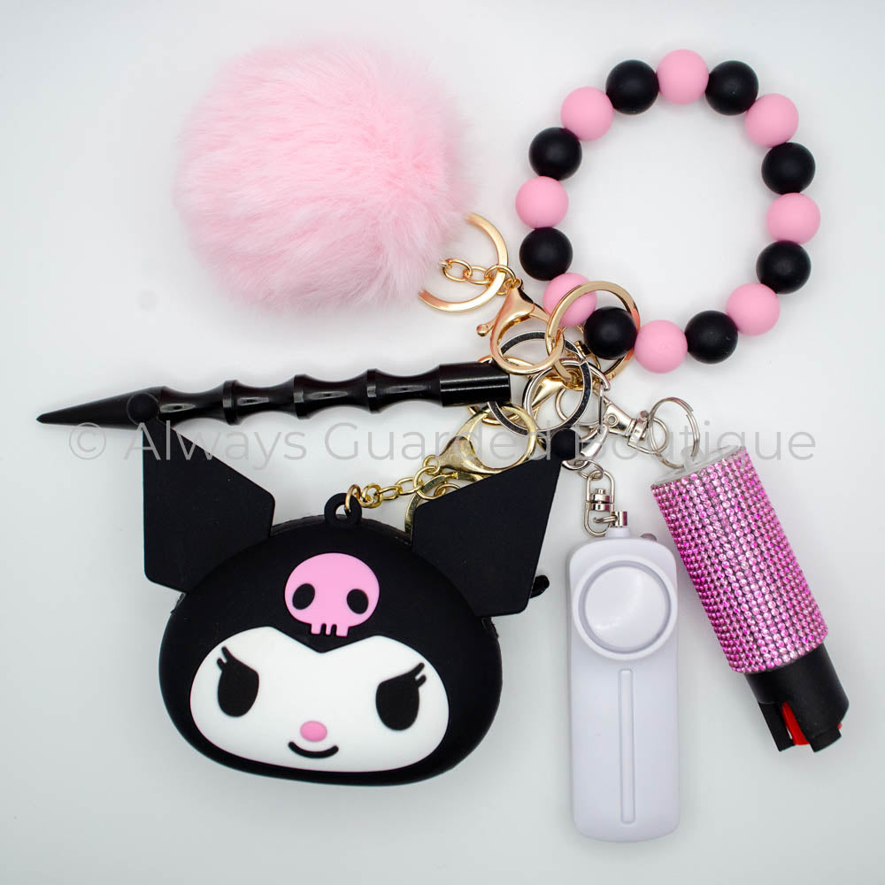 Black Kuromi Guardian Safety Keychain with Optional Pepper Spray