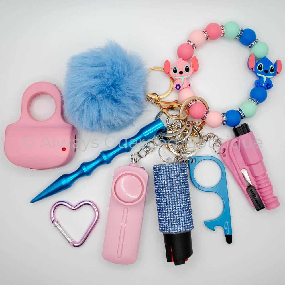Blue & Pink Aliens Full Guarded Safety Keychain: Secure Adventures with Beloved Characters!