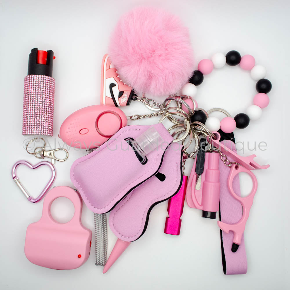 Blush 16 Piece Safety Keychain With Optional Pepper Spray