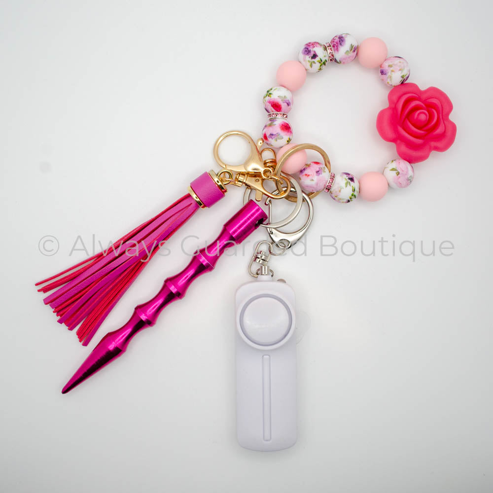 Candy Pink Rose Safety Keychain Without Pepper Spray