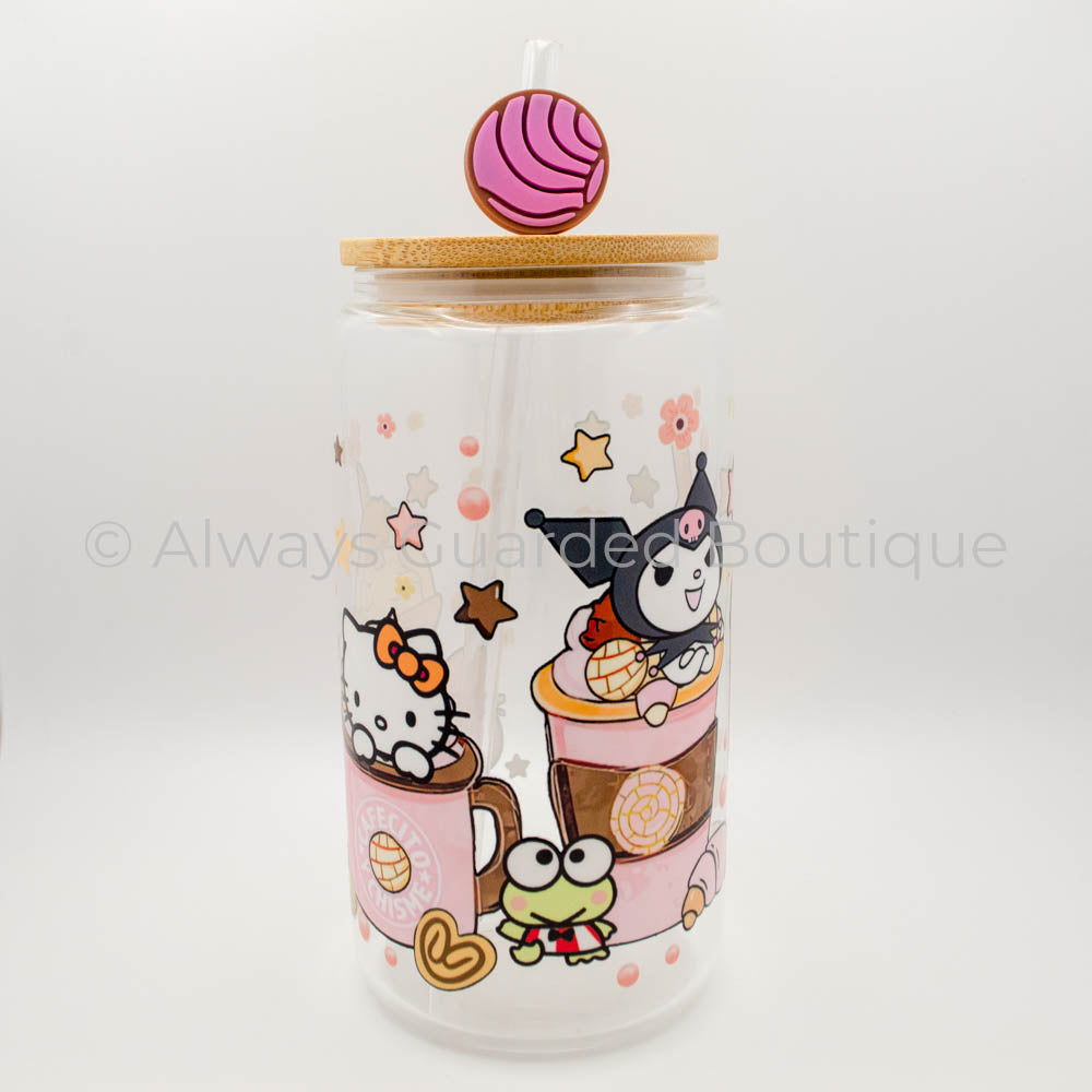 Sanrio Fiesta 16oz Glass Tumbler Bamboo Lid