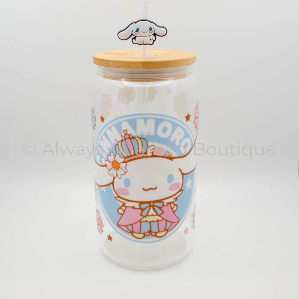 Cinnamoroll Bliss 16oz Glass Tumbler Bamboo Lid