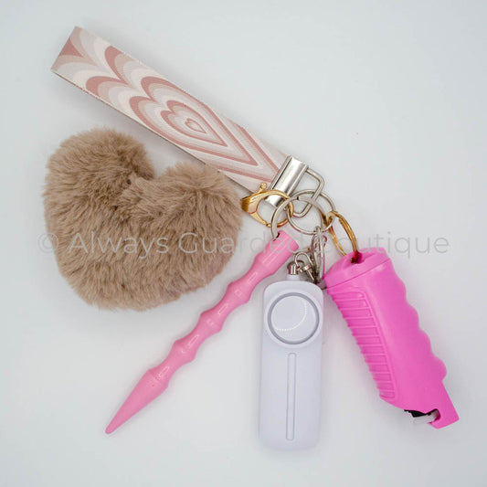 Cupids Heart Safety Keychain with Optional Pepper Spra