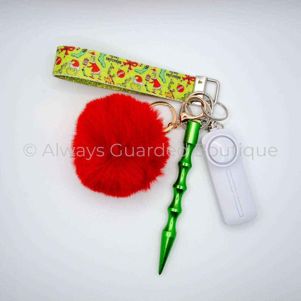 Festive Grinchmas Guardian Safety Keychain with Premium Alarm Attachment