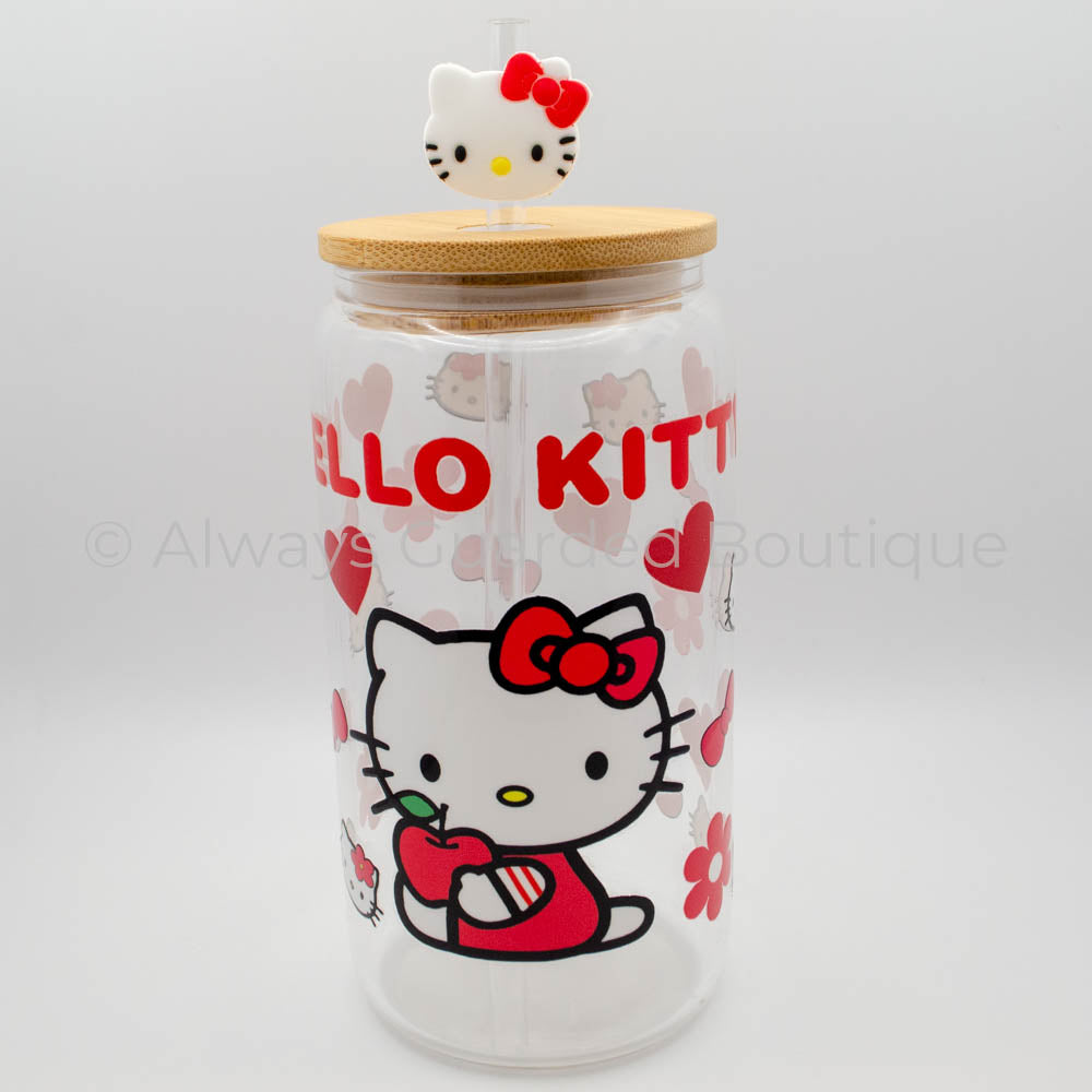 Hello Kitty Delight: 16oz Glass Tumbler - Adorable and Playful Design