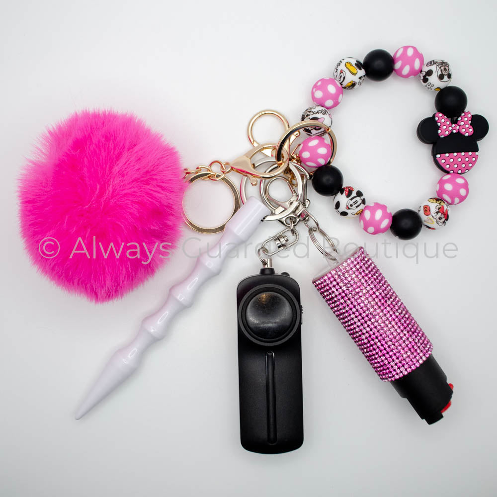 Pink Minnie Keychain with Optional Pepper Spray