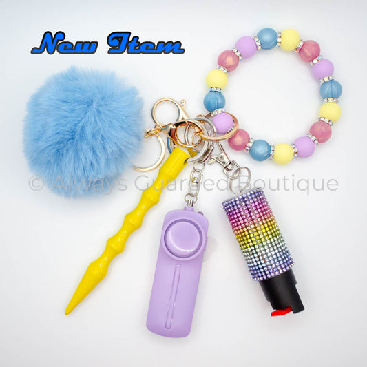 Rainbow Luxury Safety Keychain With Optional Pepper Spray