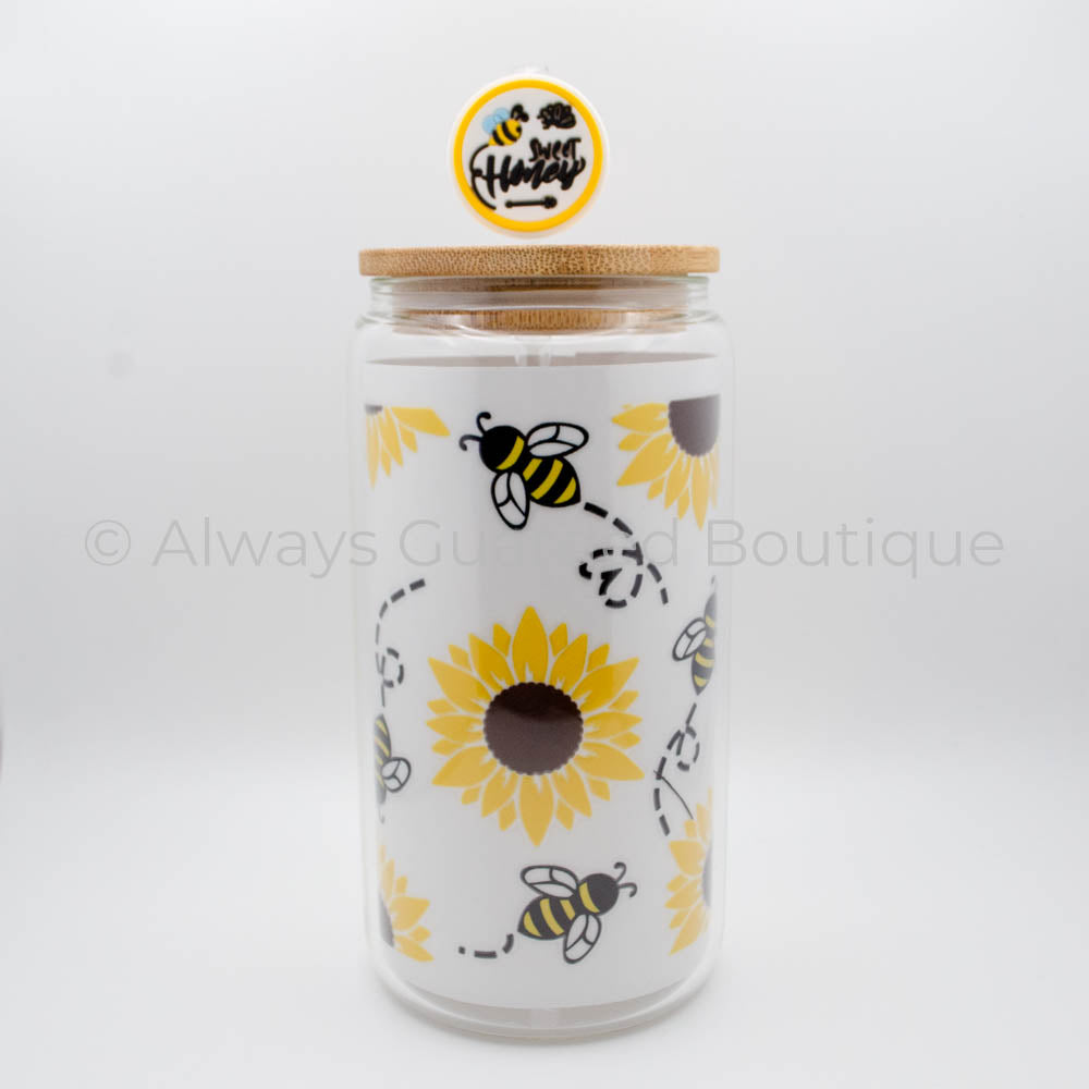 Sunflower & Bees Bliss Glass Tumbler 16oz