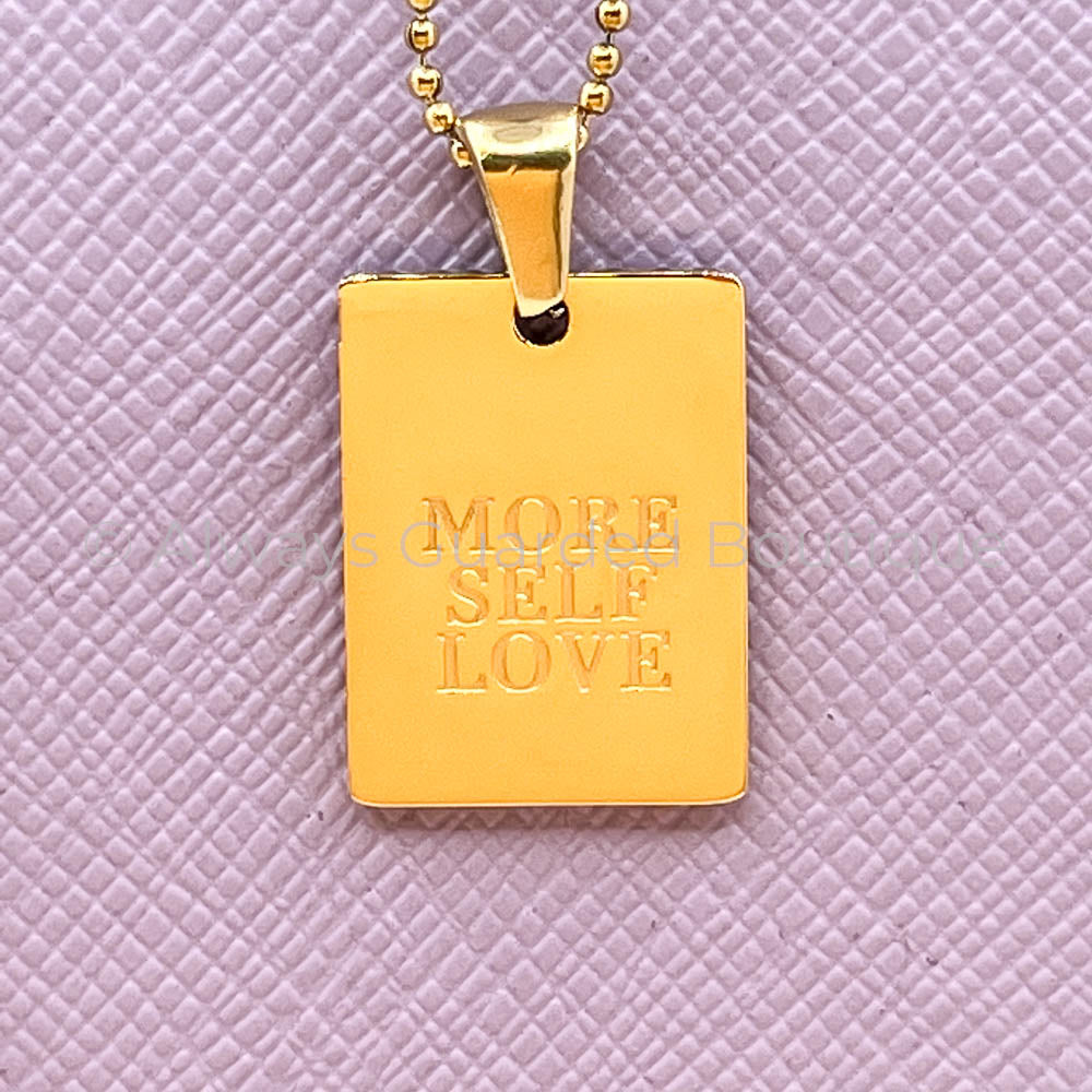 More, Self, Love Necklace Closeup