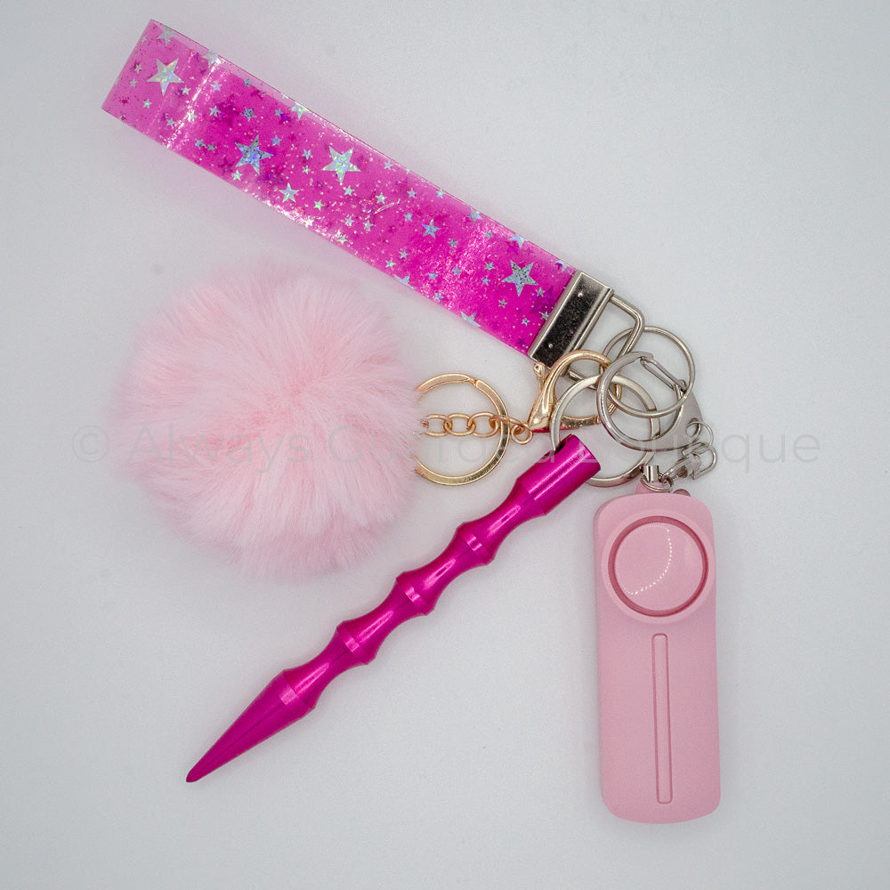 Pink Stars Twinkle Jelly Keychain without Pepper Spray