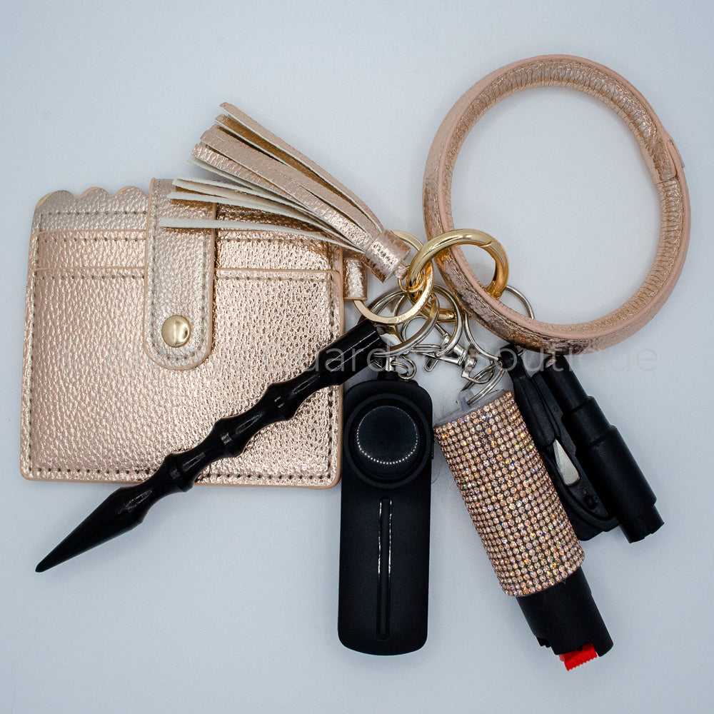Rose Gold Bangle Keychain with Pepper Spray