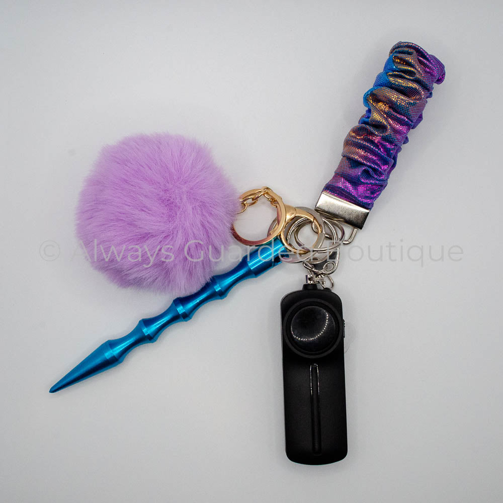 Mermaid Holographic Scrunchie Safety Keychain without Pepper Spray