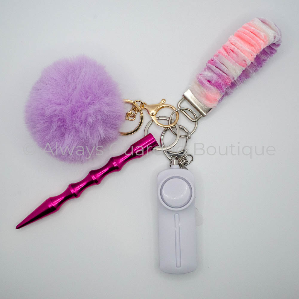 Pink Ombre Scrunchie Safety Keychain without Pepper Spray