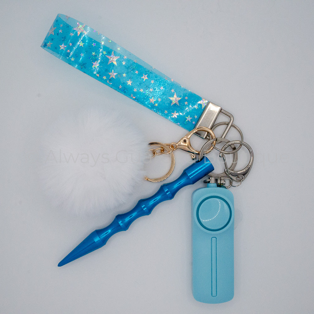 Teal Stars Twinkle Jelly Safety Keychain without Pepper Spray