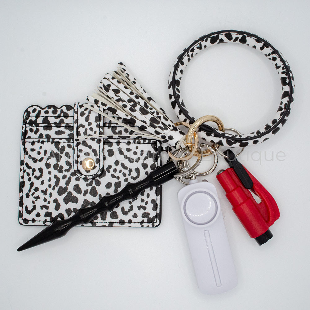 White Leopard Bangle Keychain without Pepper Spray