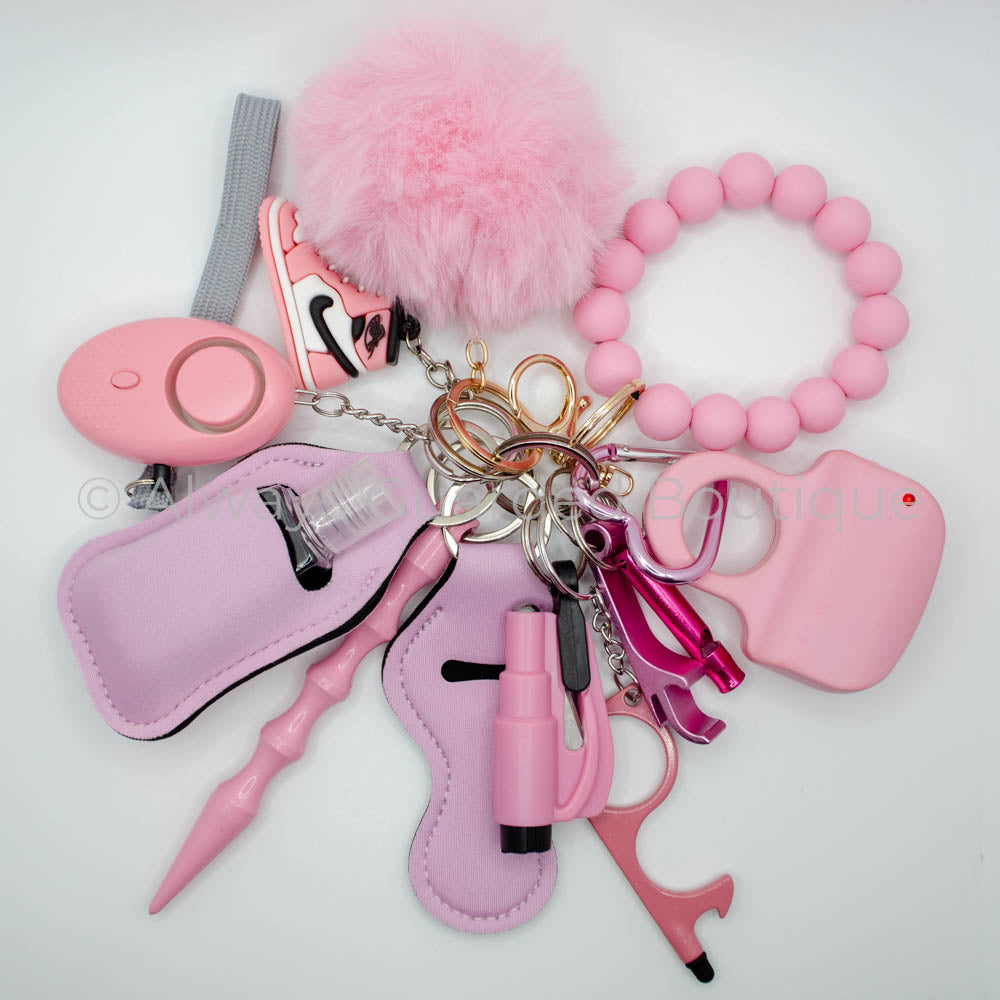 Red Guardian: 15-Piece Safety Keychain Set for Stylish and Secure Living!