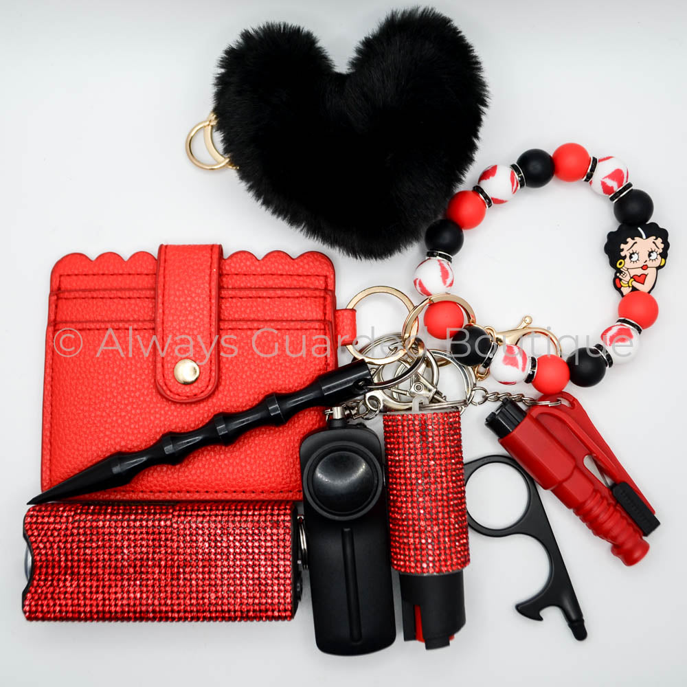 Betty Boop Red Noir Safety Keychain with Pepper Spray
