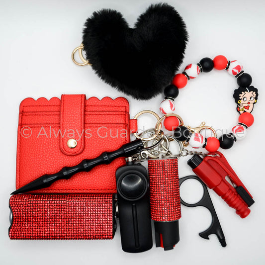 Betty Boop Red Noir Safety Keychain with Pepper Spray