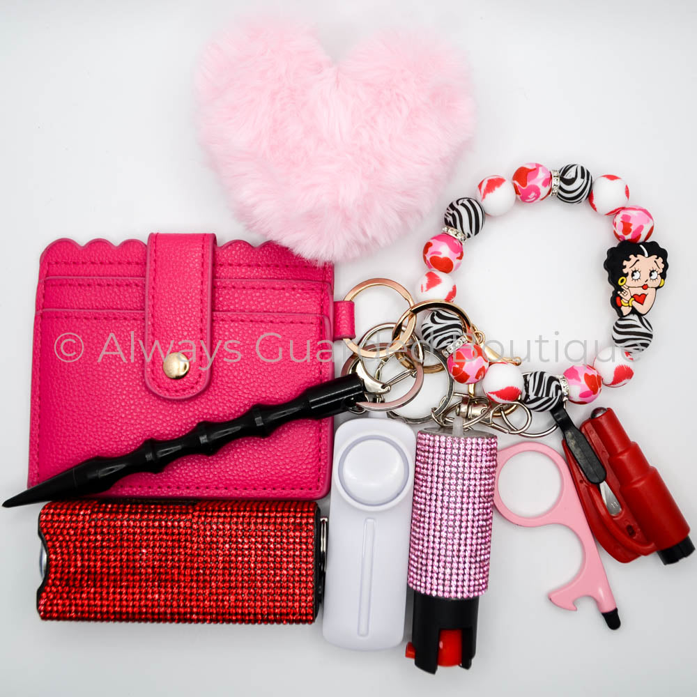 Betty Boop Pink Charm Safety Keychain with Pepper Spray