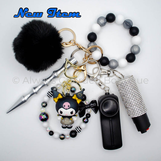 Kuromi Black Series Pendant Safety Keychain With Optional Pepper Spray