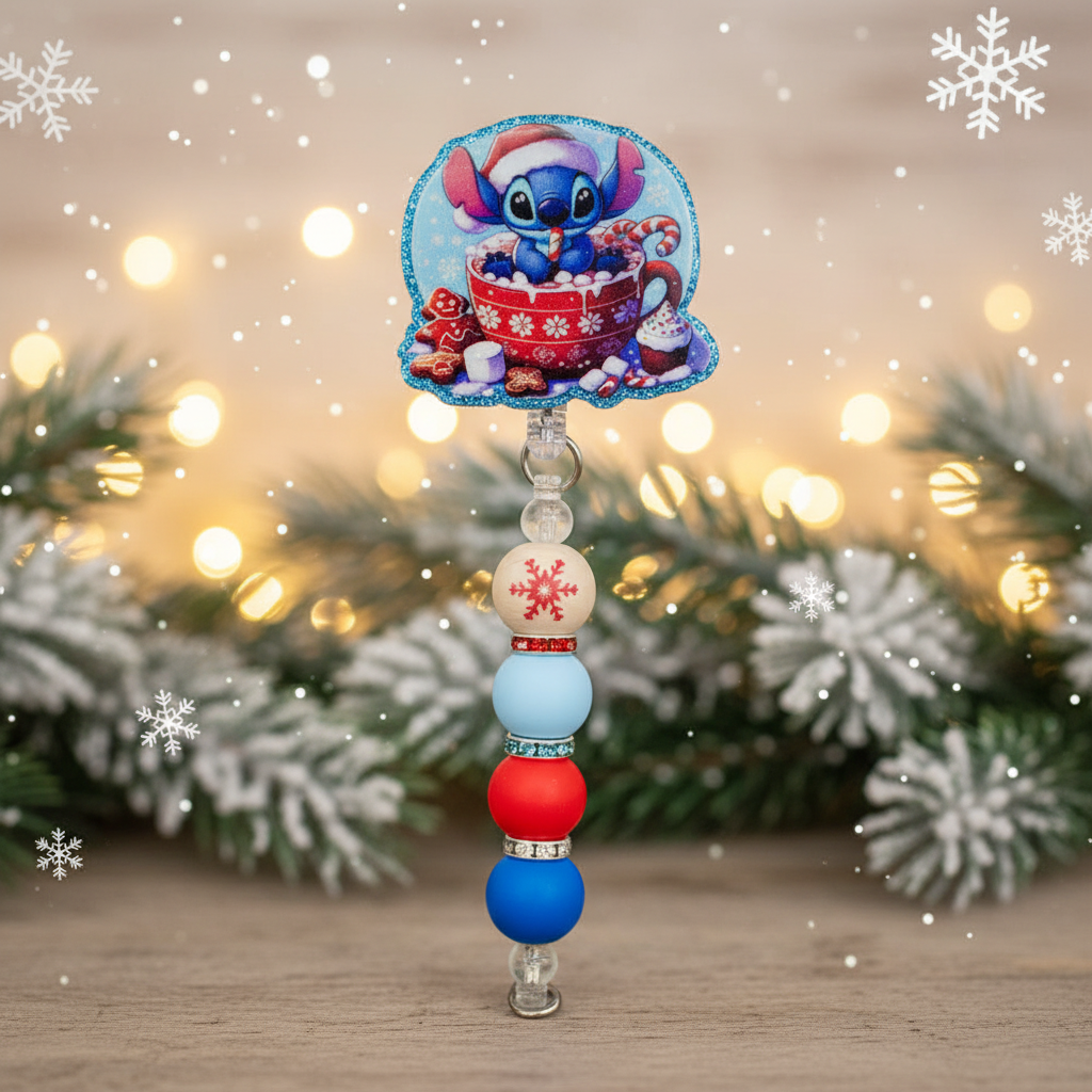 Blue Alien Badge Reel | Cute Nurse ID Holder