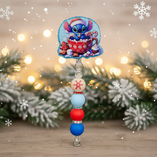 Blue Alien Badge Reel | Cute Nurse ID Holder