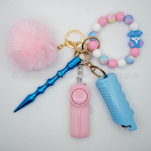 Blue Bunny Safety Keychain With Optional Pepper Spray