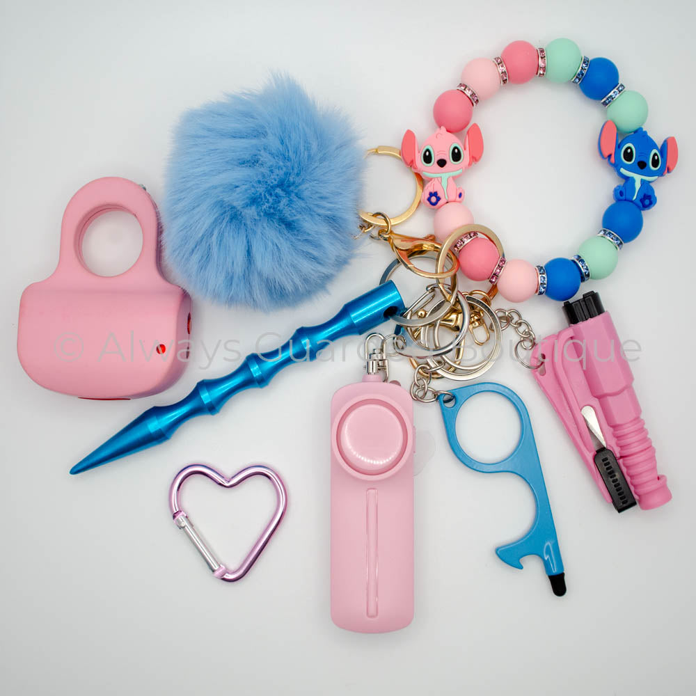 Blue & Pink Aliens Full Guarded Safety Keychain: Secure Adventures with Beloved Characters!