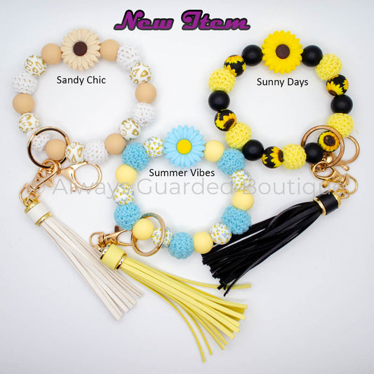 Daisy Crochet Wristlets Colorful Beaded Flower Charm