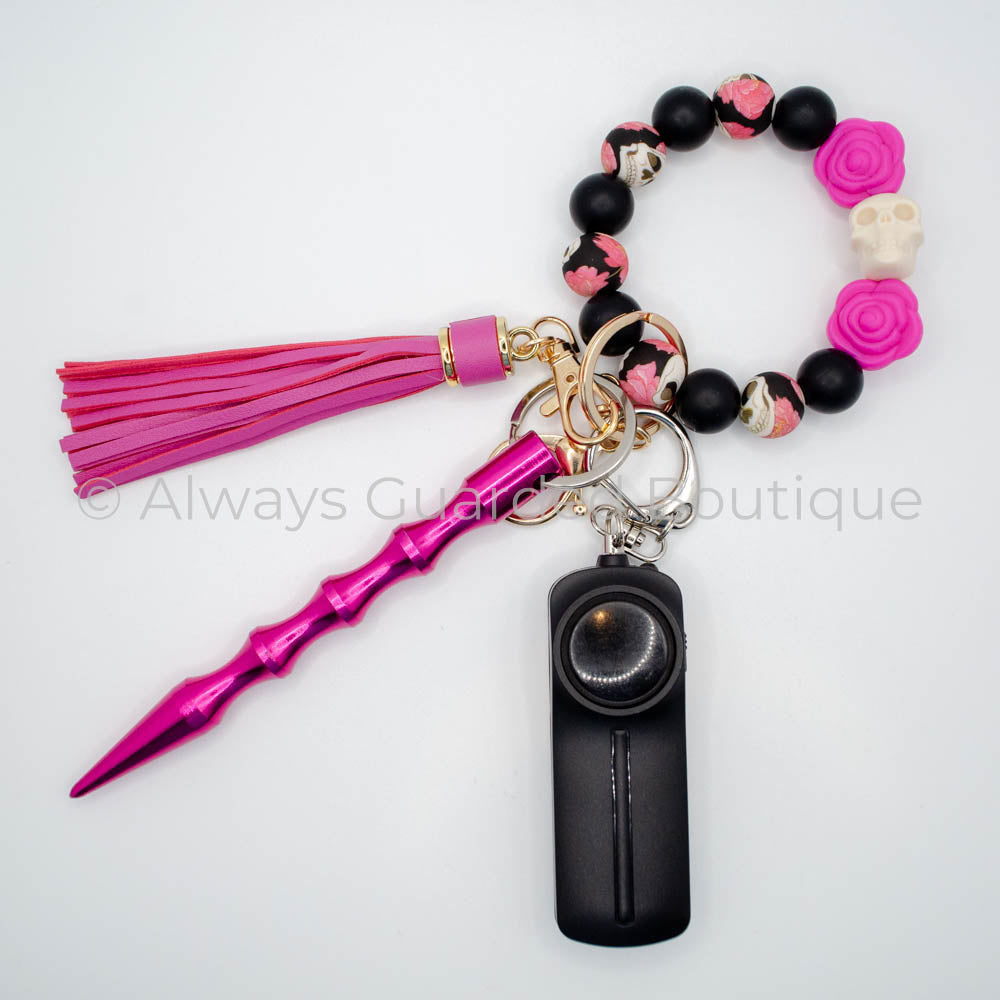Day of the Dead Halloween Safety Keychain Hot Pink without Pepper Spray