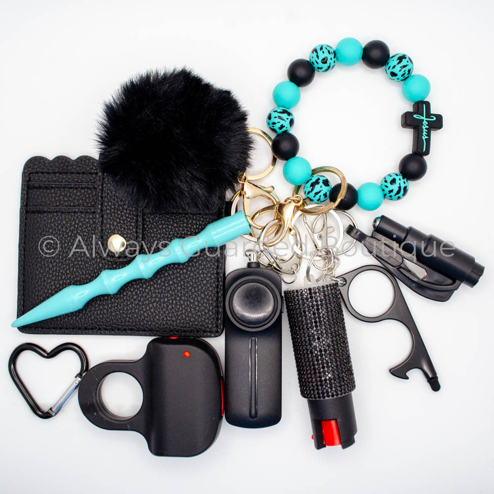 Black Cross Faith Based Safety Keychain with Optional Pepper Spray Full Guarded Upgrade