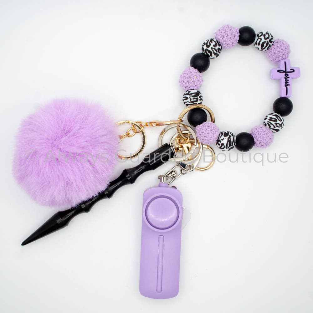 Lavender Cross Faith Based Safety Keychain without Pepper Spray