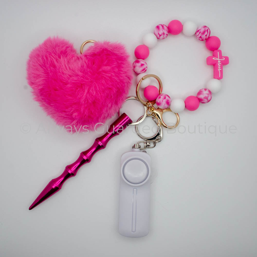 Pink Cross Faith Based Safety Keychain without Pepper Spray