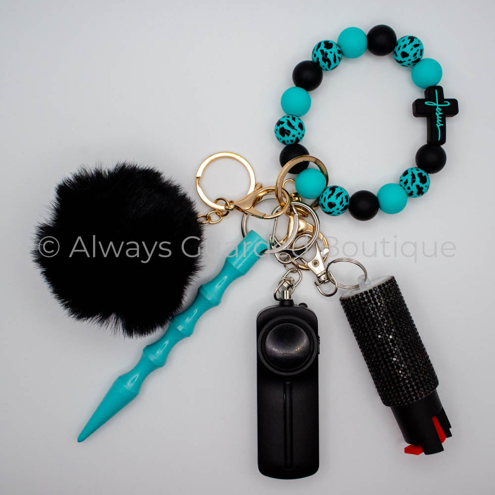 Black Cross Faith Based Safety Keychain with Optional Pepper Spray