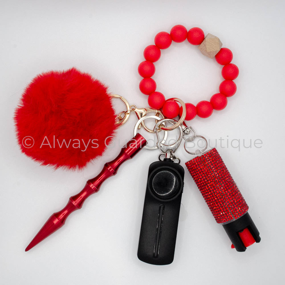 Festive Red Christmas Guardian Safety Keychain with Optional Pepper Spray