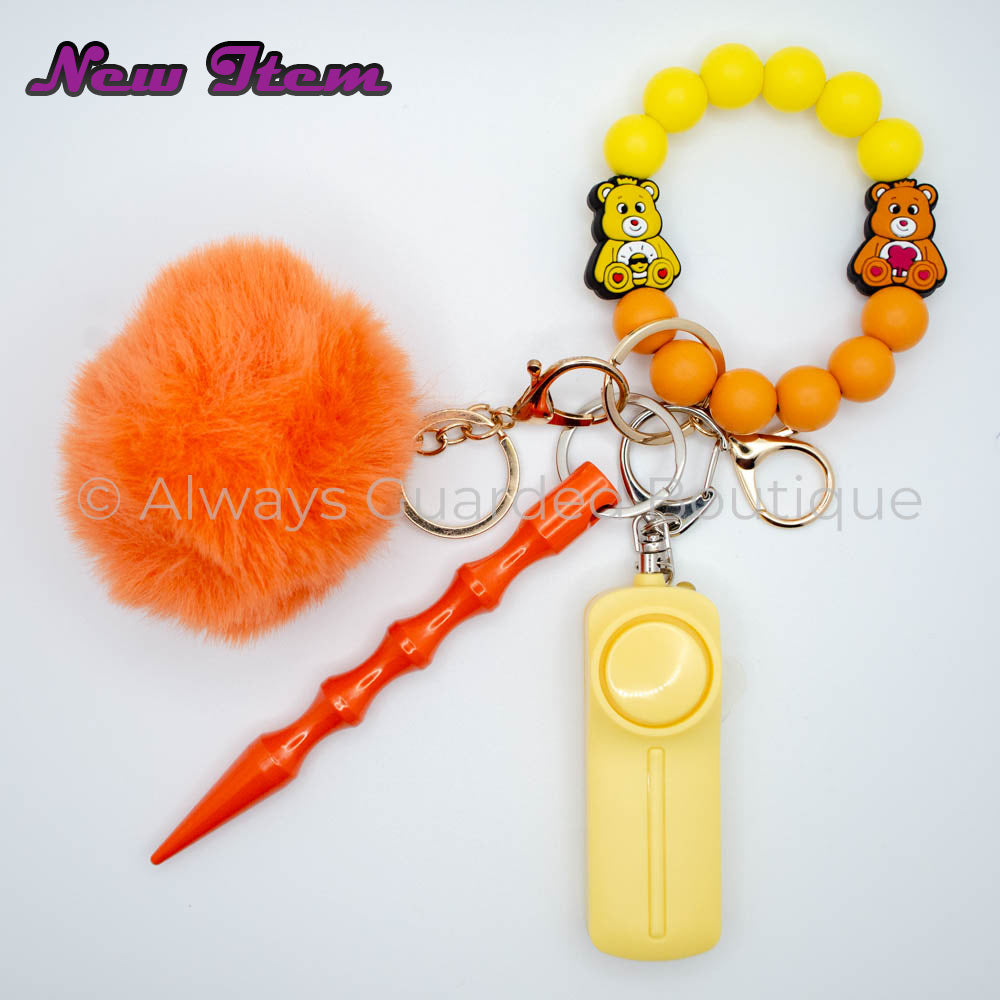 Sunny Yellow & Orange Care Bears Safety Keychain Without Pepper Spray