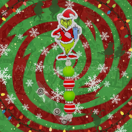 Grinch Badge Reel | Funny Christmas Nurse ID Holder
