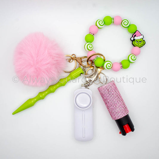 Grinch Swirl Safety Keychain with Optional Pepper Spray