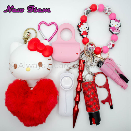 Hello Kitty Double Charm Safety Keychain with Optional Pepper Spray