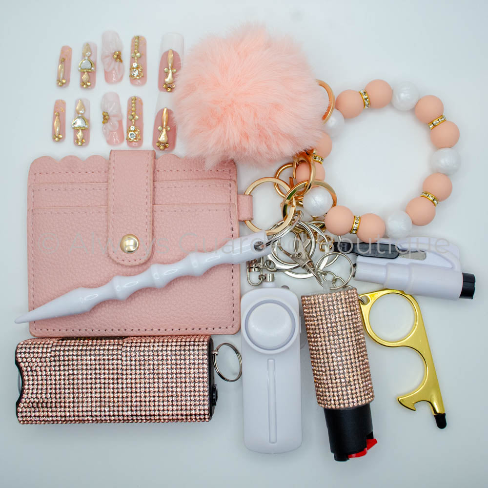 NEW | Holiday Peach & White Full Guarded Safety Keychain