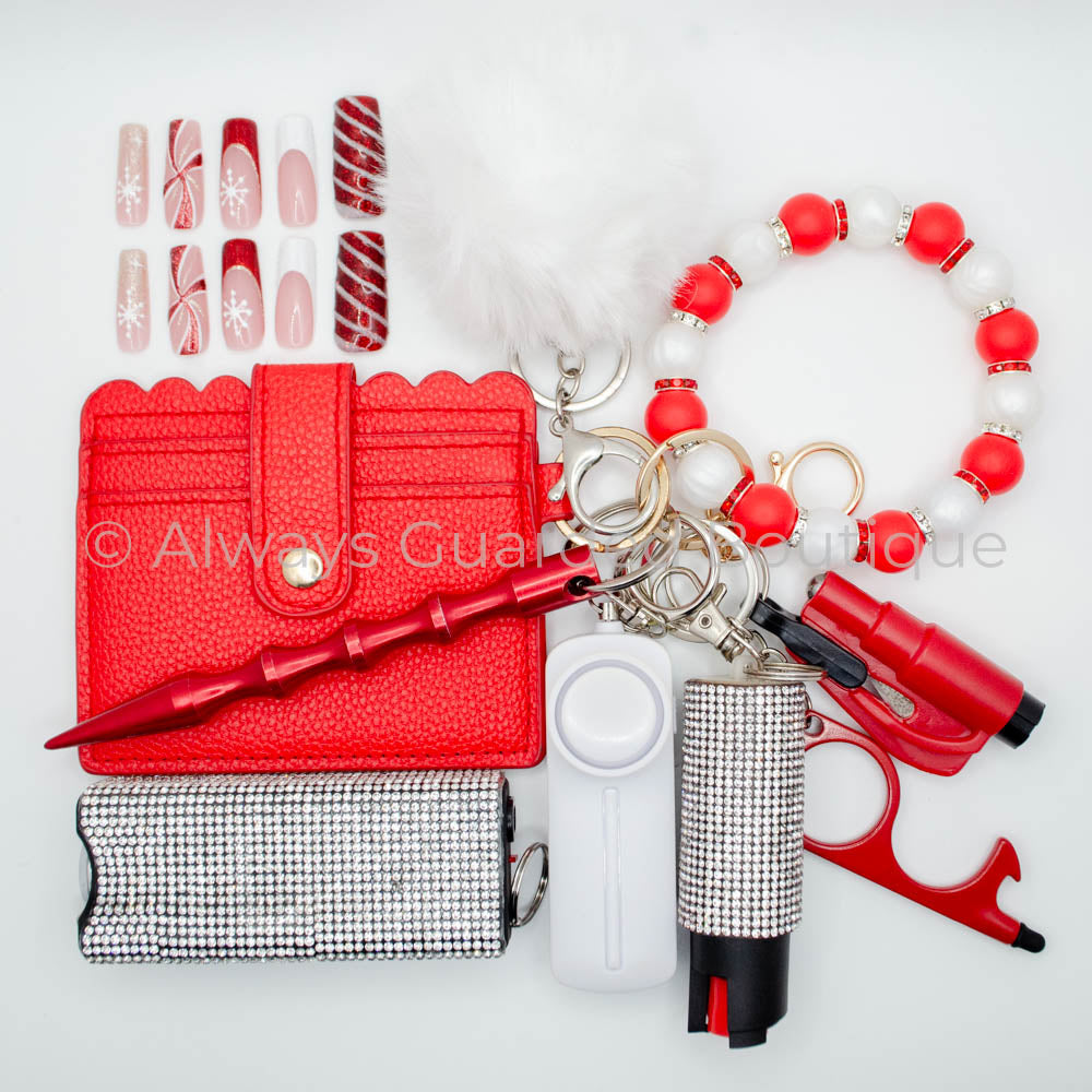 Holiday Red and White Safety Keychain