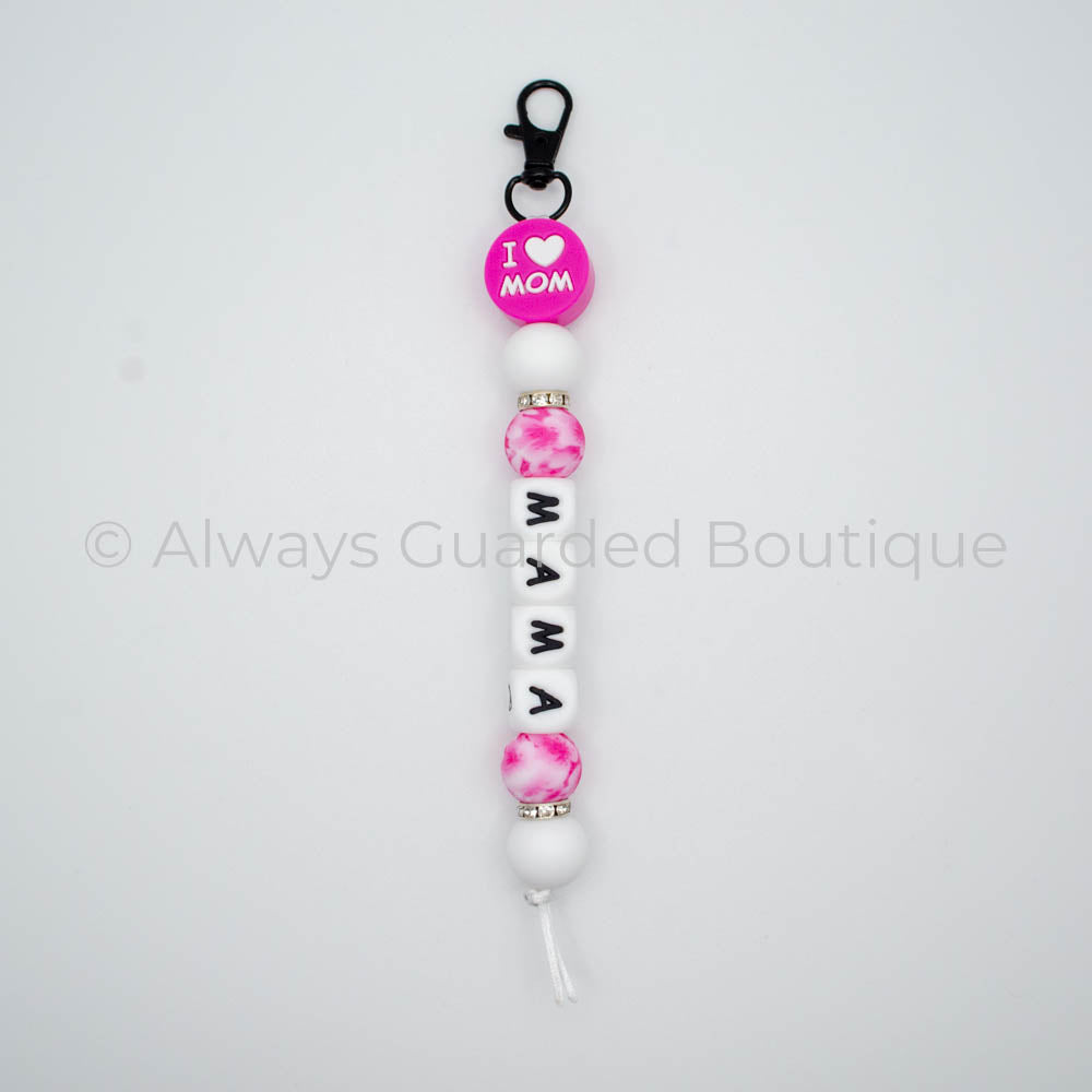 I Love You Mom Fucshia Mama Keychain