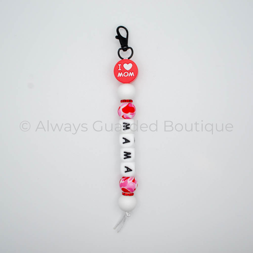 I Love You Mom Red MAMA Keychain