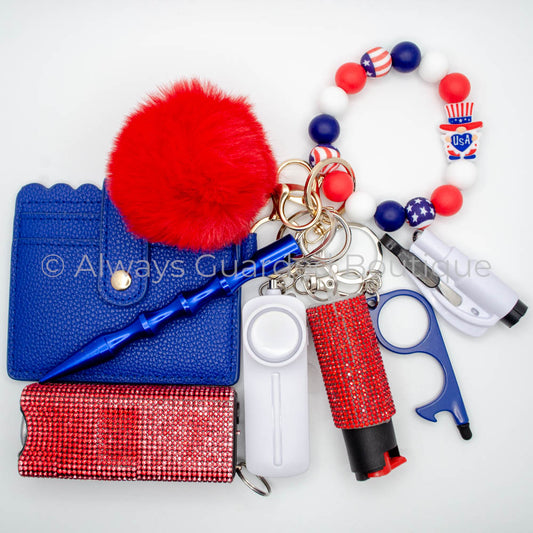 Independence Day Gnome Safety Keychain - Patriotic & Secure Self-Defense Tool