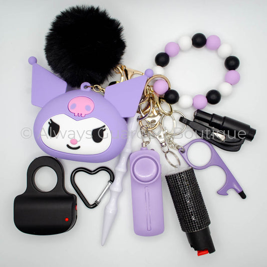 Purple Kuromi Full Guarded Safety Keychain with Optional Pepper Spray