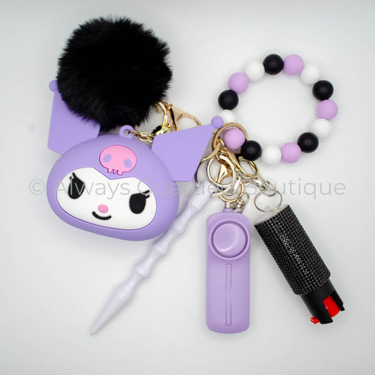 Purple Kuromi Guardian Safety Keychain with optional Pepper Spray
