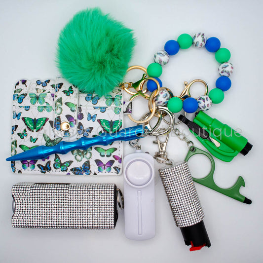 Lantern Butterflies Full Guarded Safety Keychain with Optional Pepper Spray