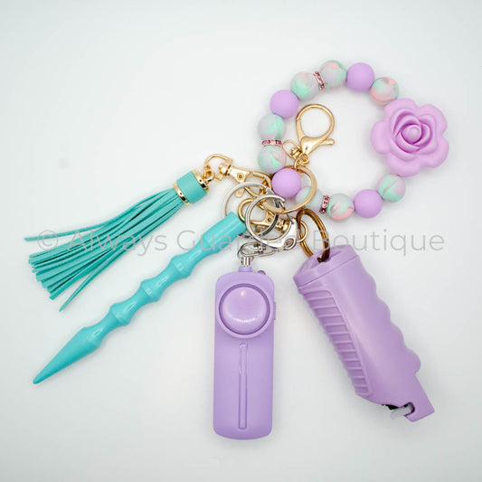 Lilac Rose Safety Keychain With Optional Pepper Spray