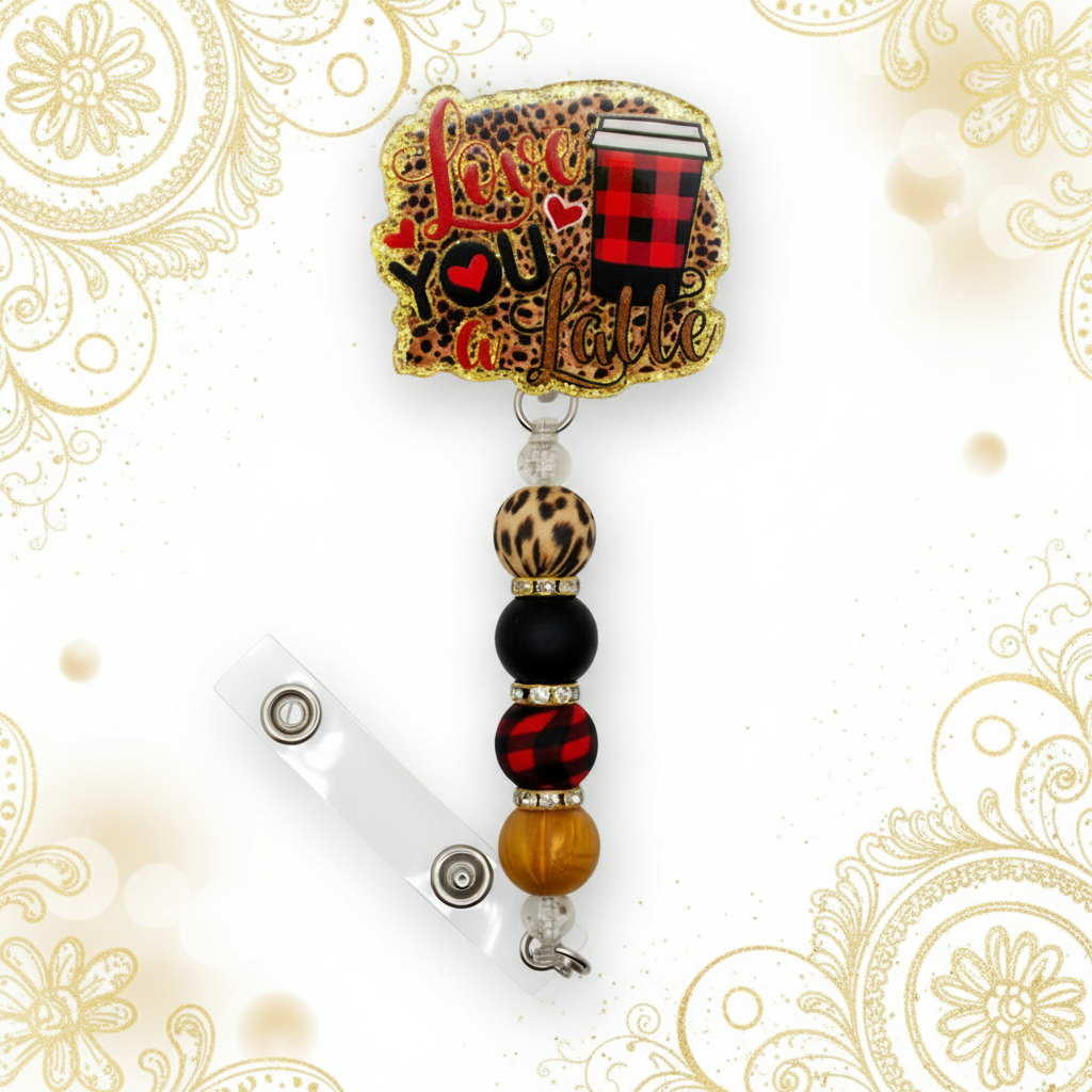 Love You a Latte Badge Reel | Cute Coffee-Themed Nurse ID Holder